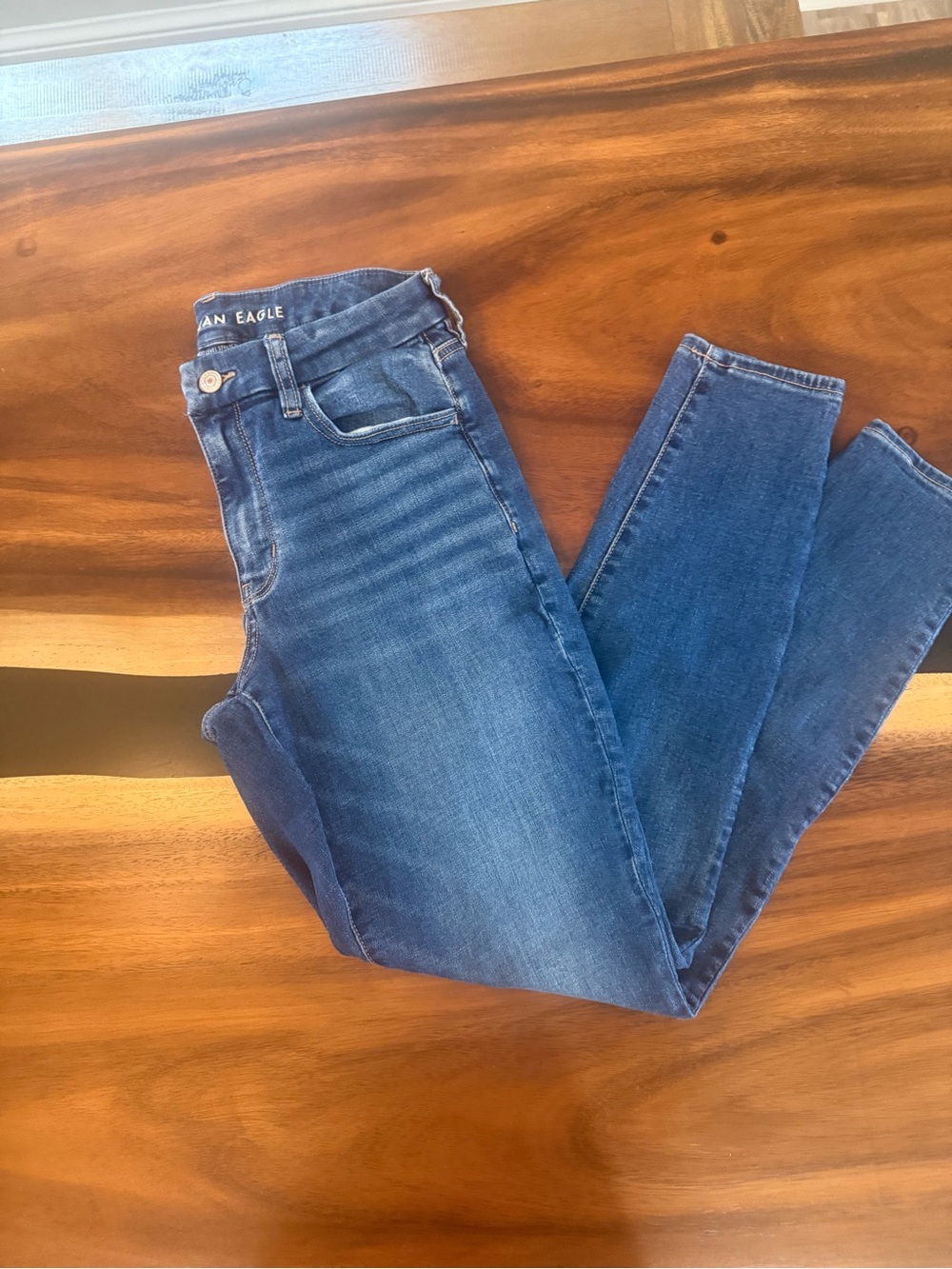 American Eagle Outfitters Dark Blue High-Rise Skinny Jeans